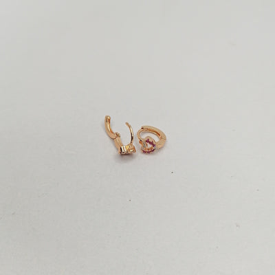 7mm Tiny Heart Ruby Stone Hoop Earrings