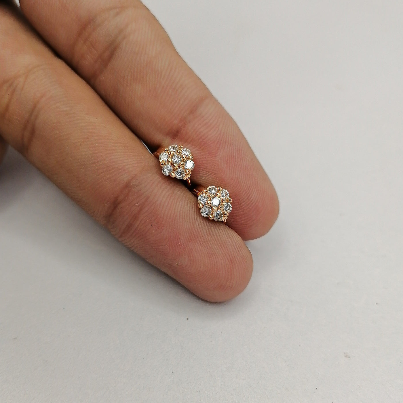 6mm Tiny Stone Flower Hoop Earrings