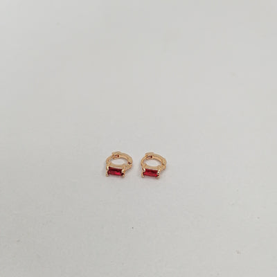 5mm Red BoxCut Zarqon Hoop Earrings