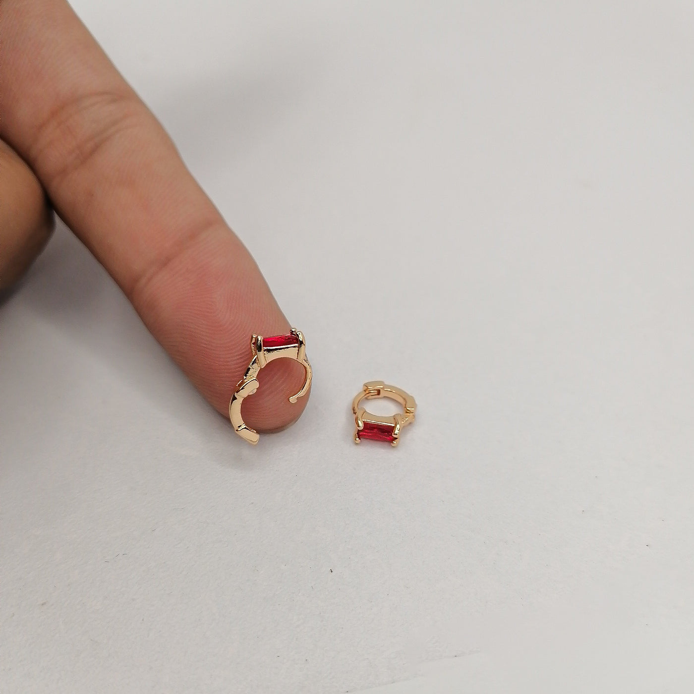5mm Red BoxCut Zarqon Hoop Earrings