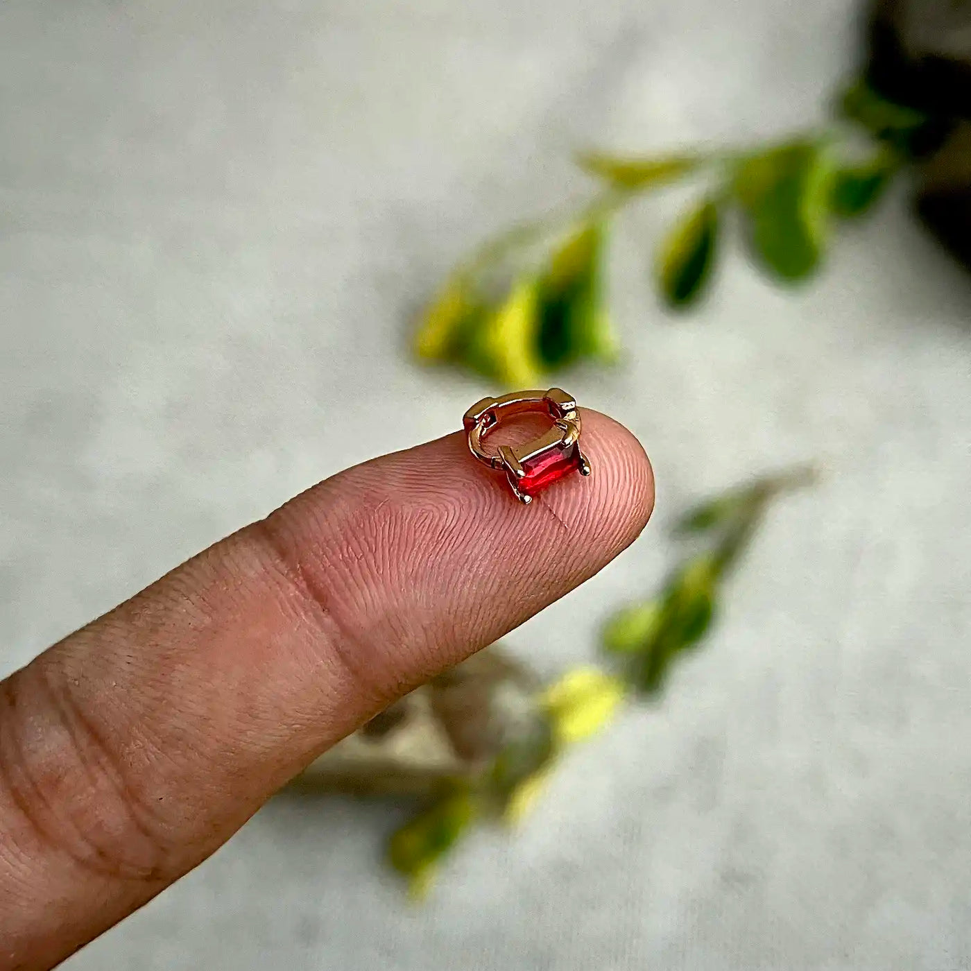 5mm Red BoxCut Zarqon Hoop Earrings