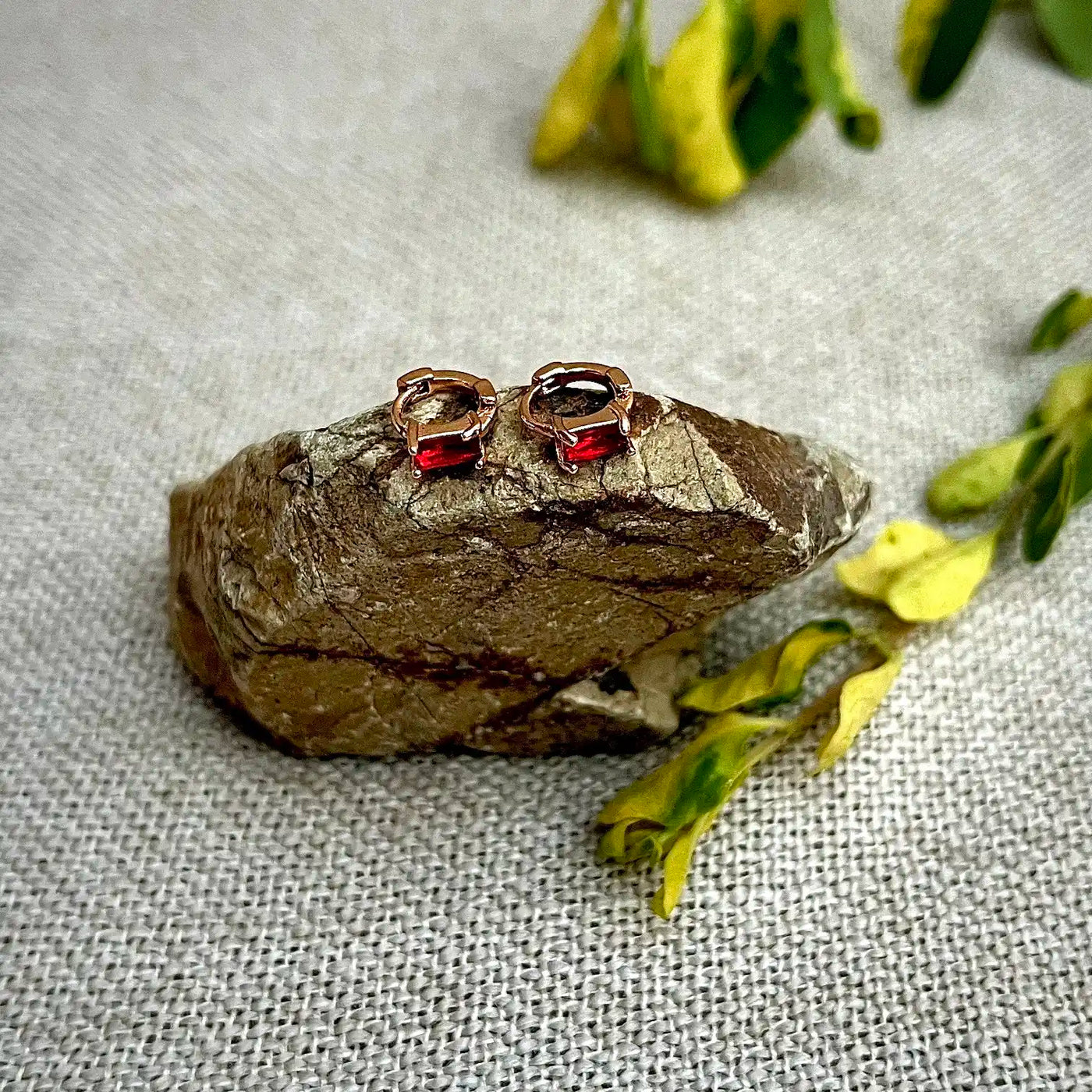 5mm Red BoxCut Zarqon Hoop Earrings