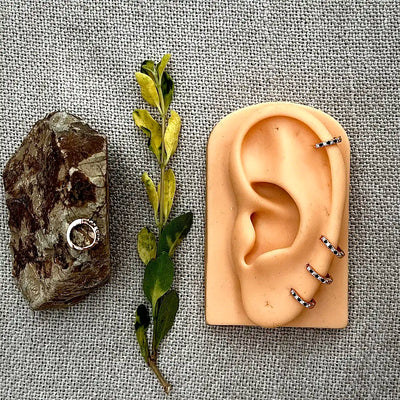 7mm Black Stone Hoop Earrings