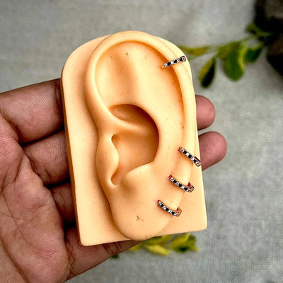 7mm Black Stone Hoop Earrings