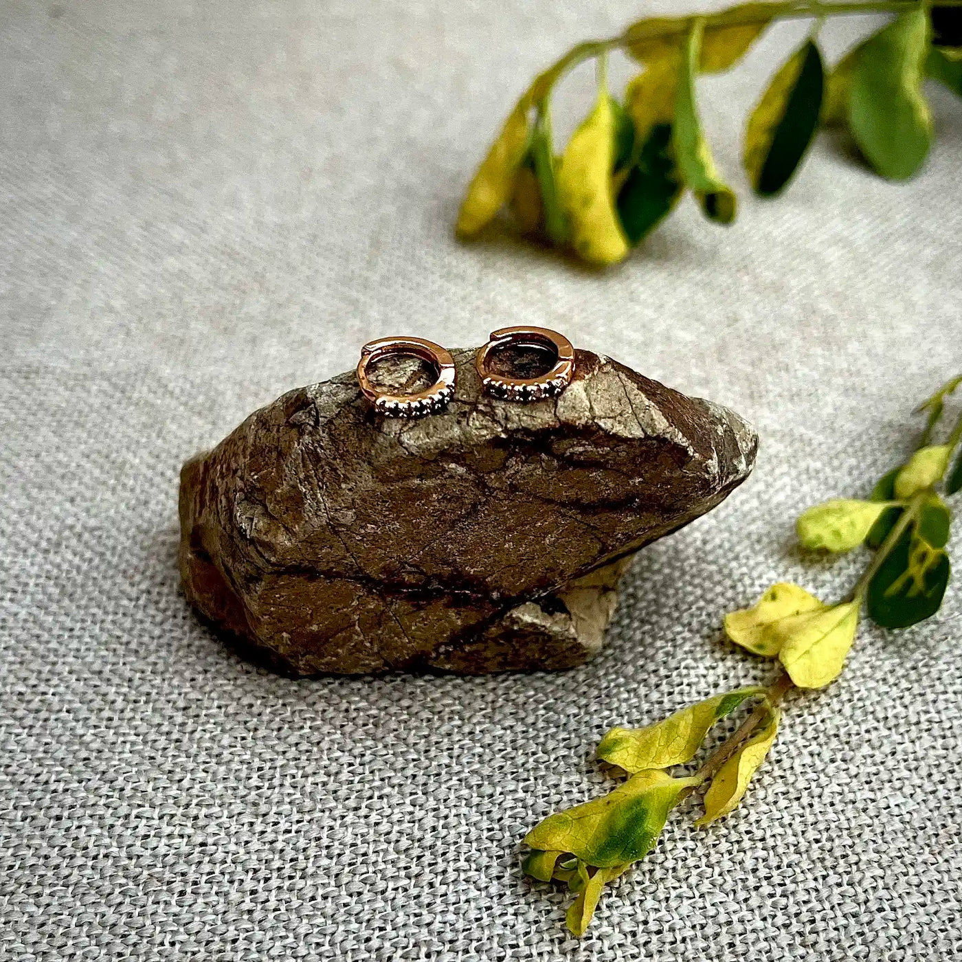 7mm Black Stone Hoop Earrings