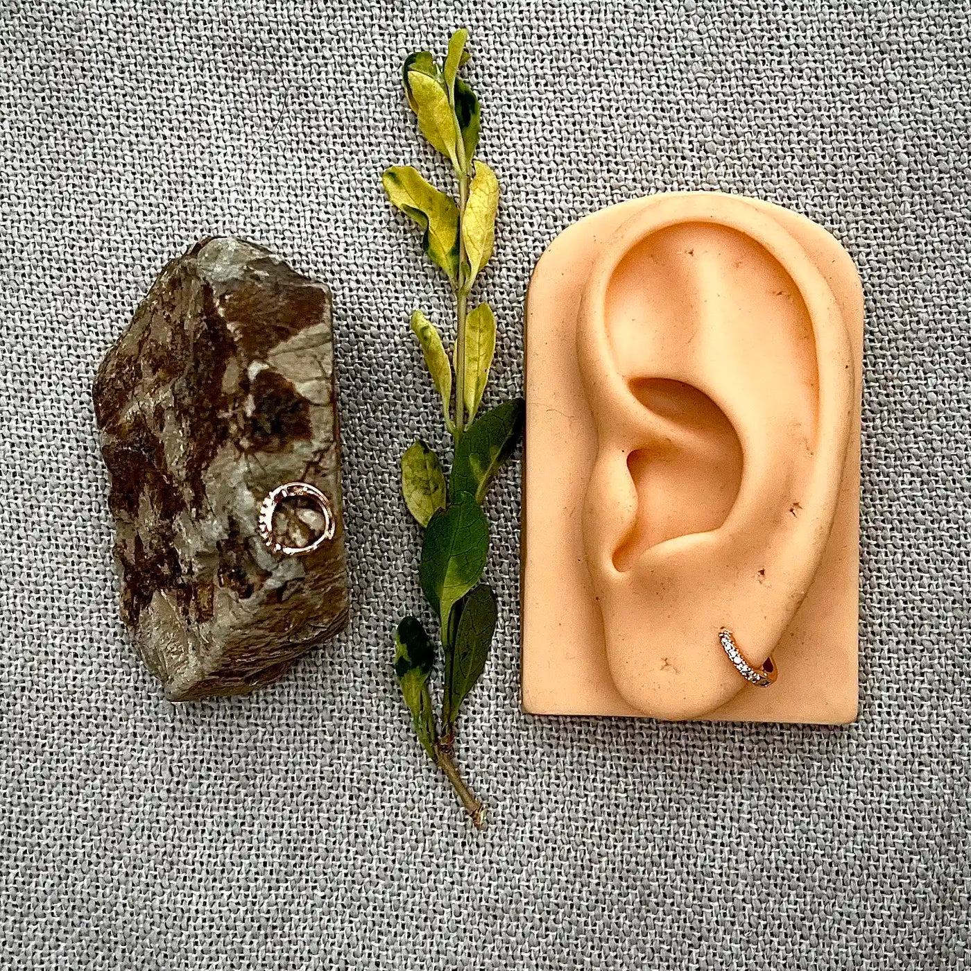 7mm Tiny Stones Hoop Earrings