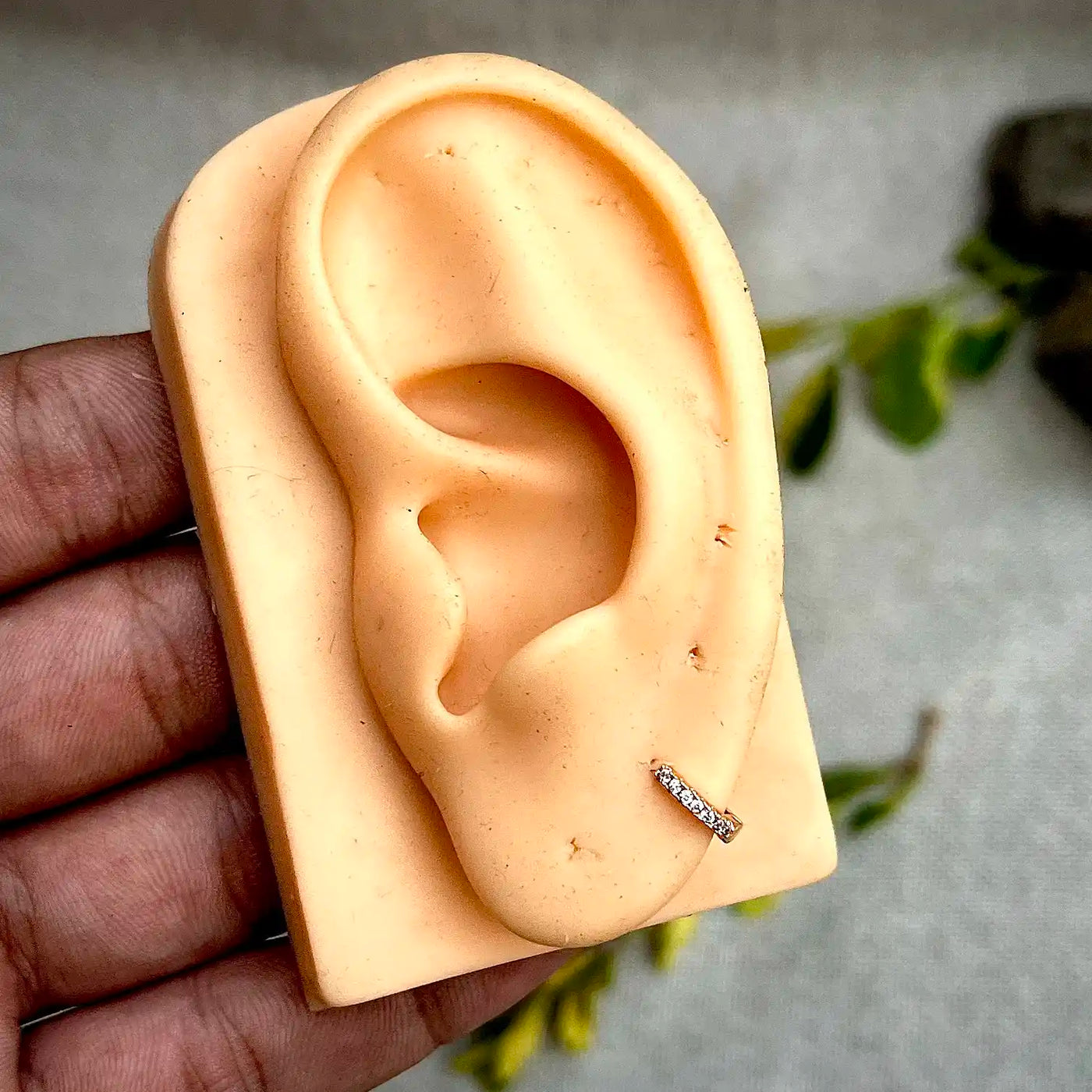 7mm Tiny Stones Hoop Earrings