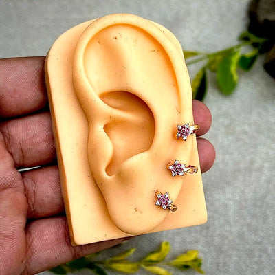 7mm Tiny Ruby Star Hoop Earrings