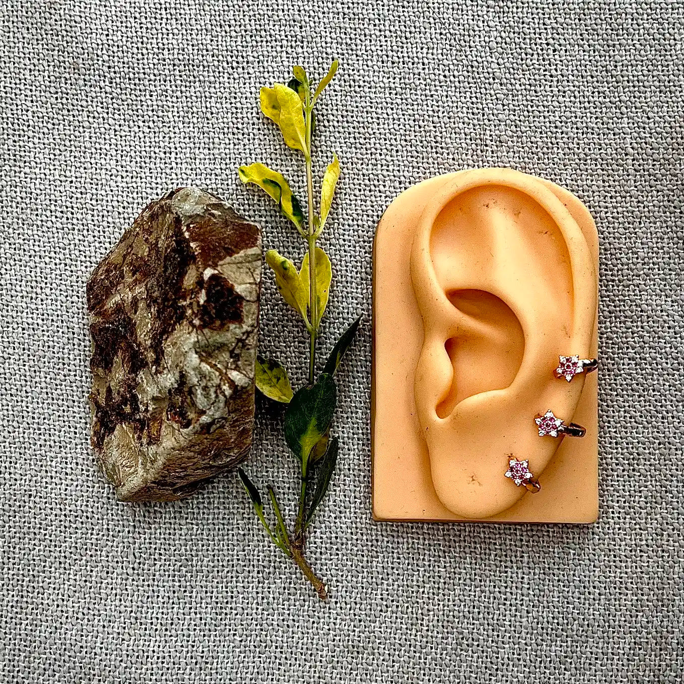 7mm Tiny Ruby Star Hoop Earrings