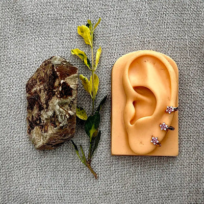 7mm Tiny Ruby Star Hoop Earrings