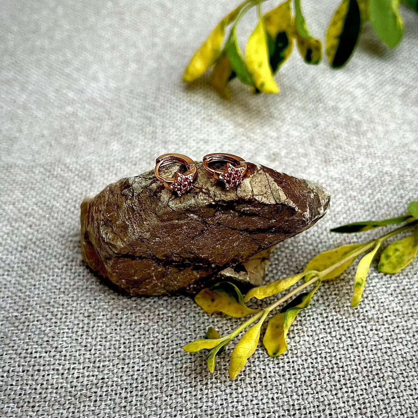 7mm Tiny Ruby Star Hoop Earrings