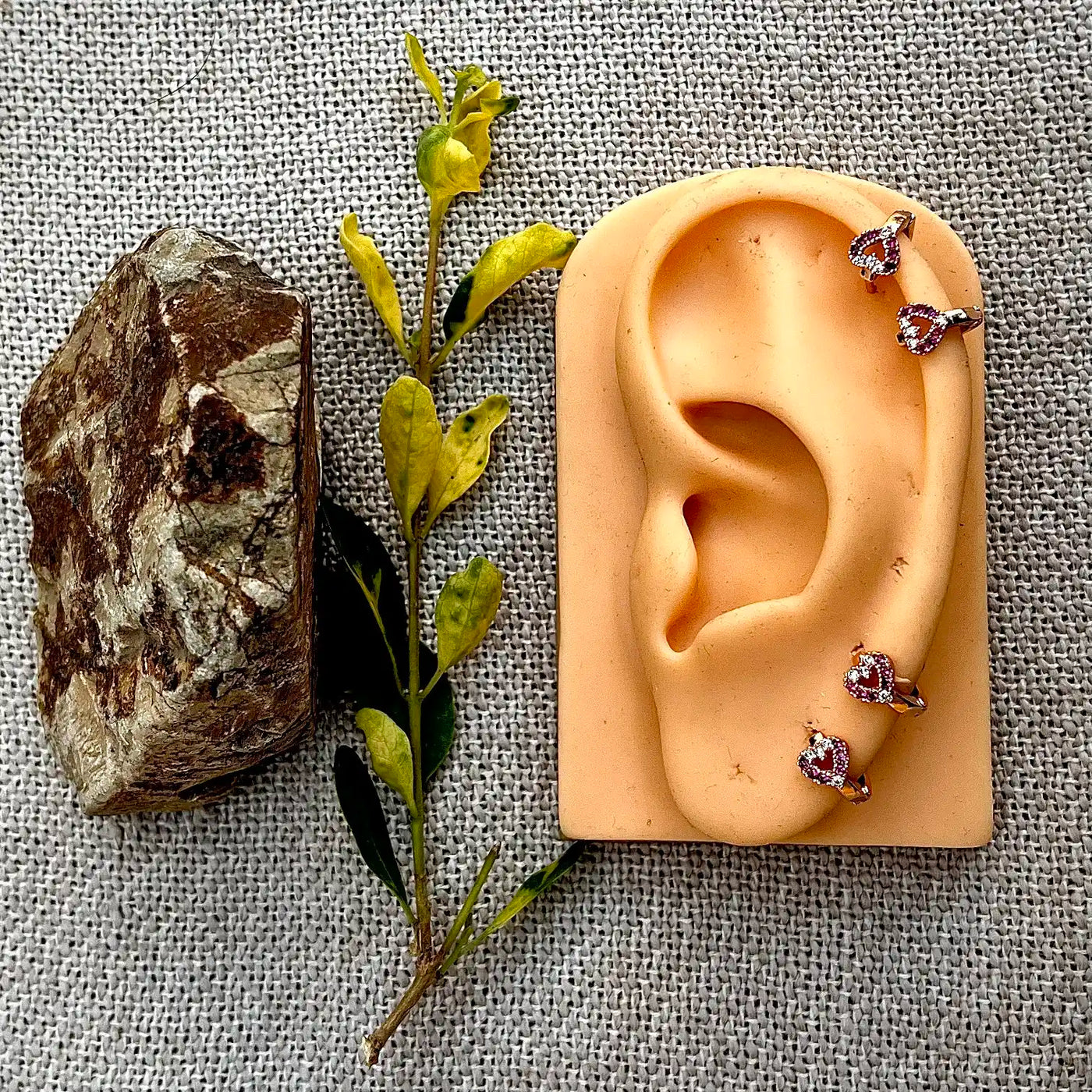 7mm Tiny Heart Ruby Stone Hoop Earrings