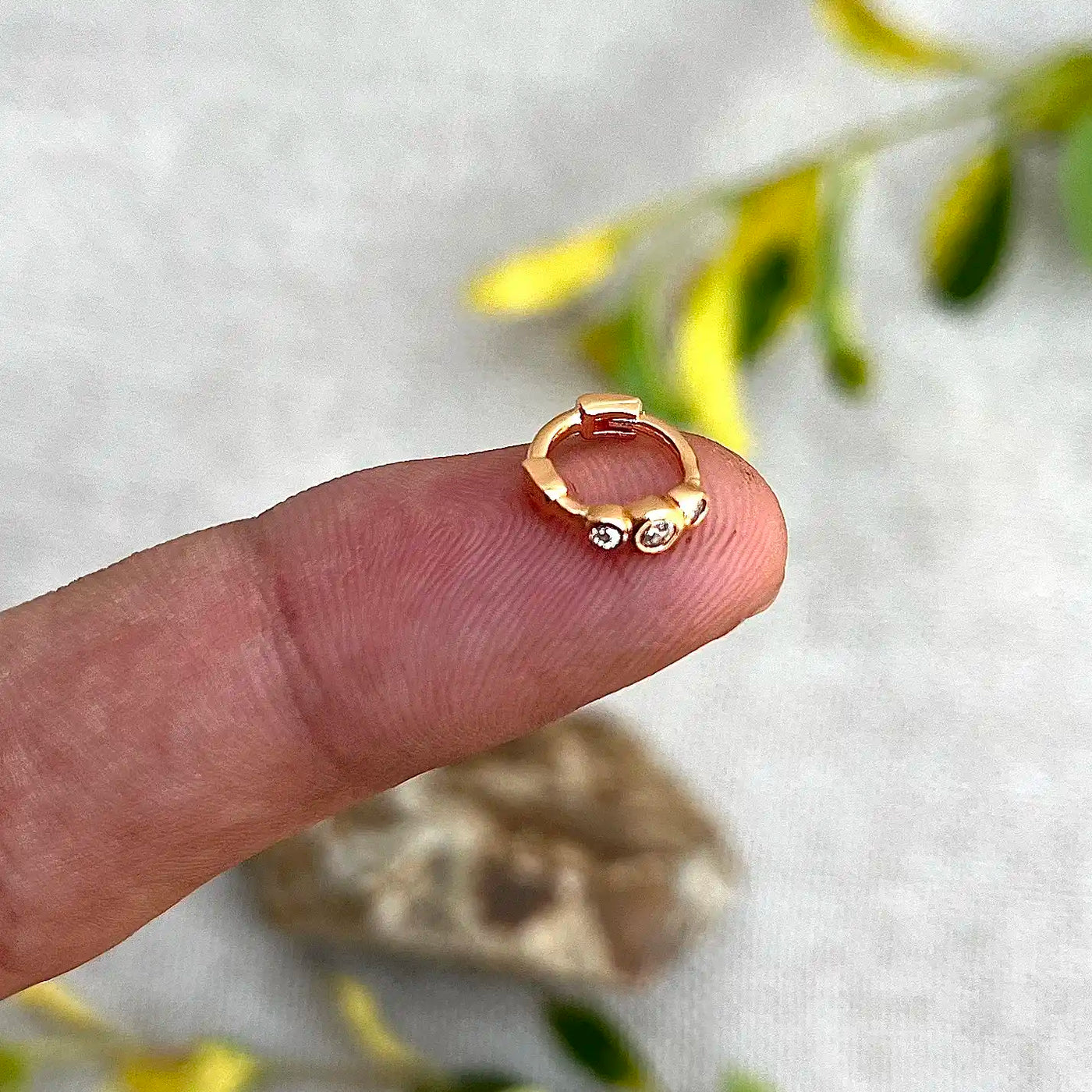 6mm Tiny 3 Stone Hoop Earrings