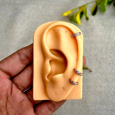 6mm Tiny 3 Stone Hoop Earrings