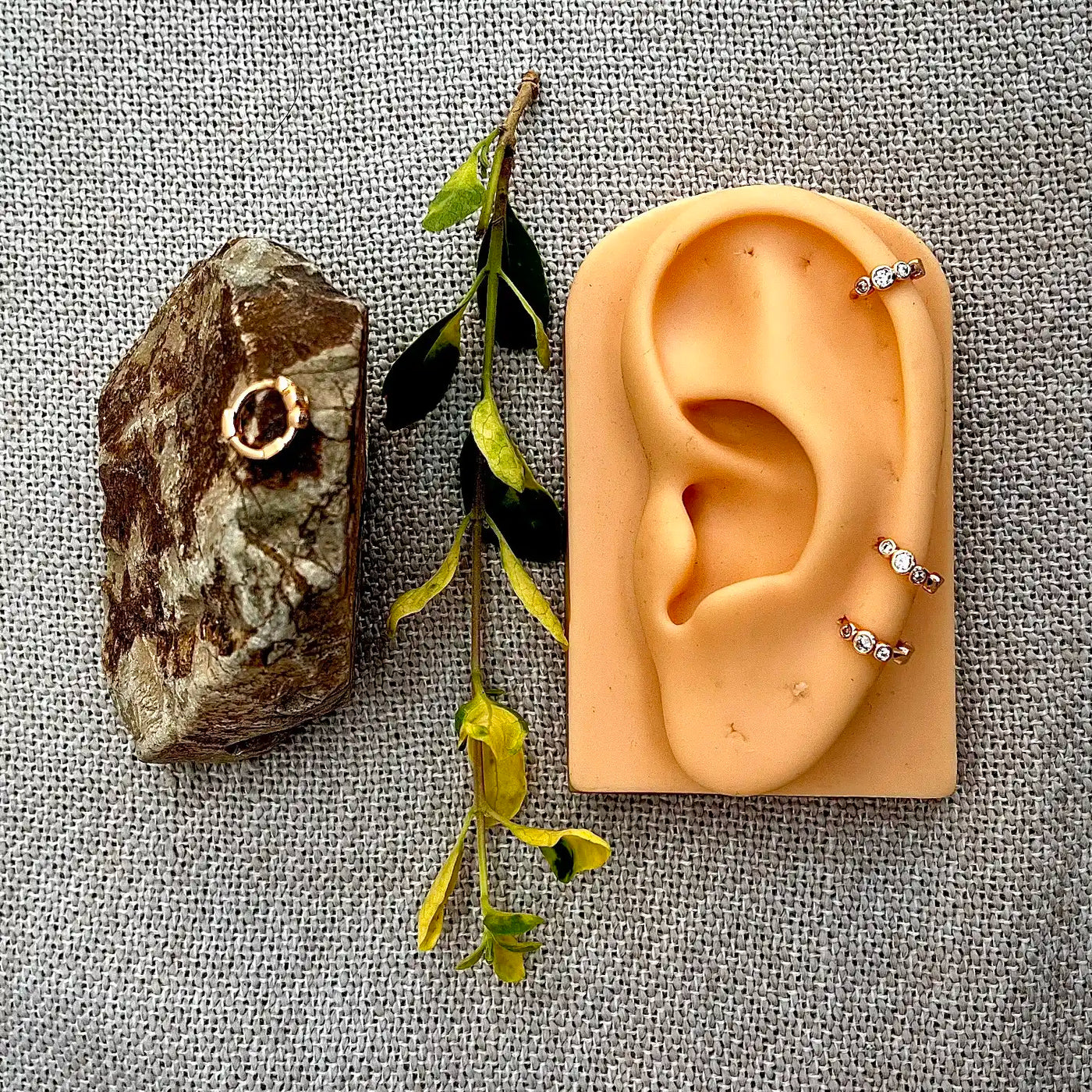 6mm Tiny 3 Stone Hoop Earrings