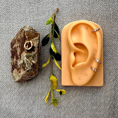 6mm Tiny 3 Stone Hoop Earrings