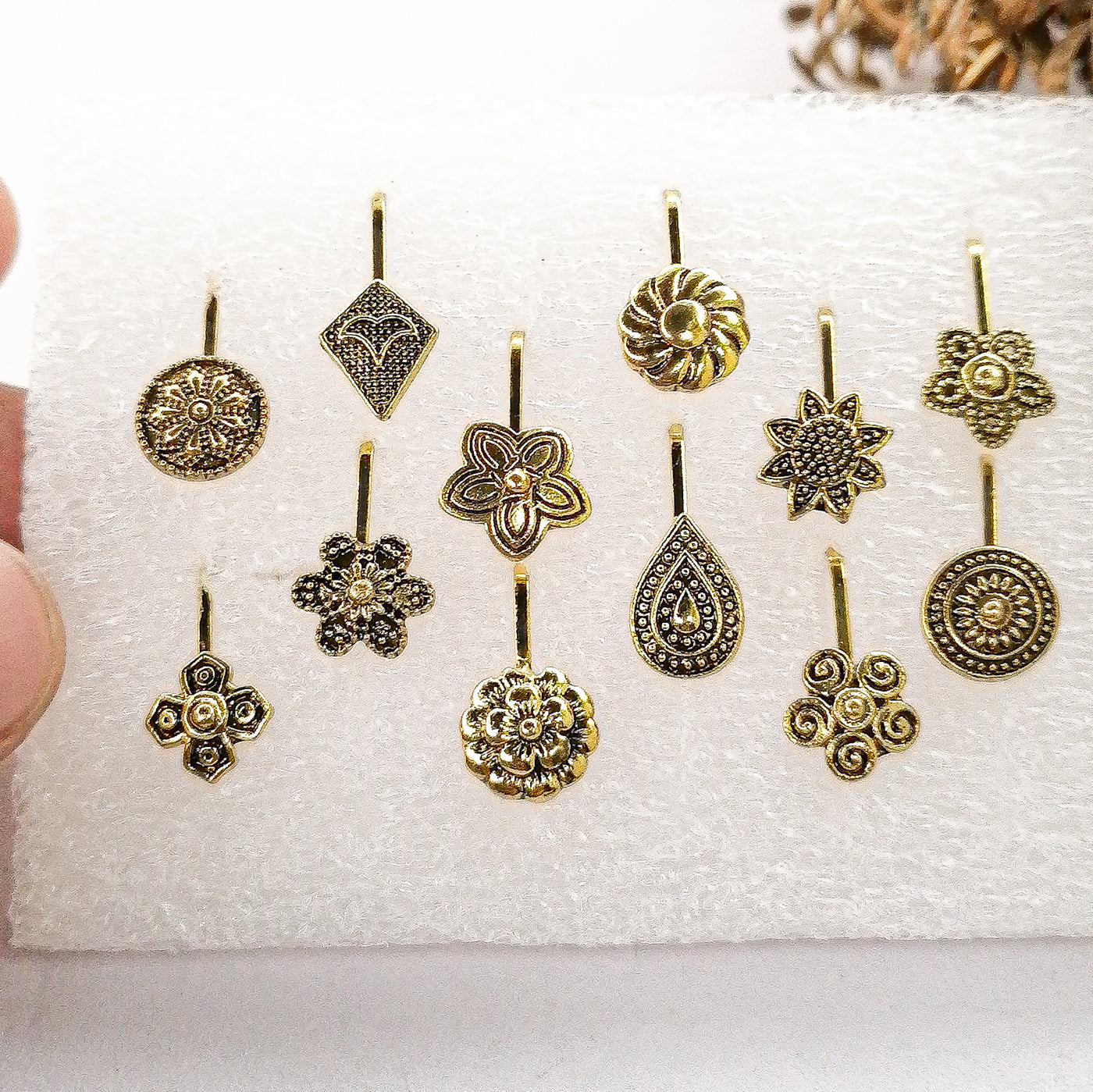 Golden Oxidized Nose Clips – 12 Elegant Designs