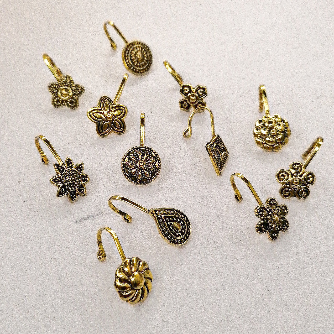 Golden Oxidized Nose Clips – 12 Elegant Designs