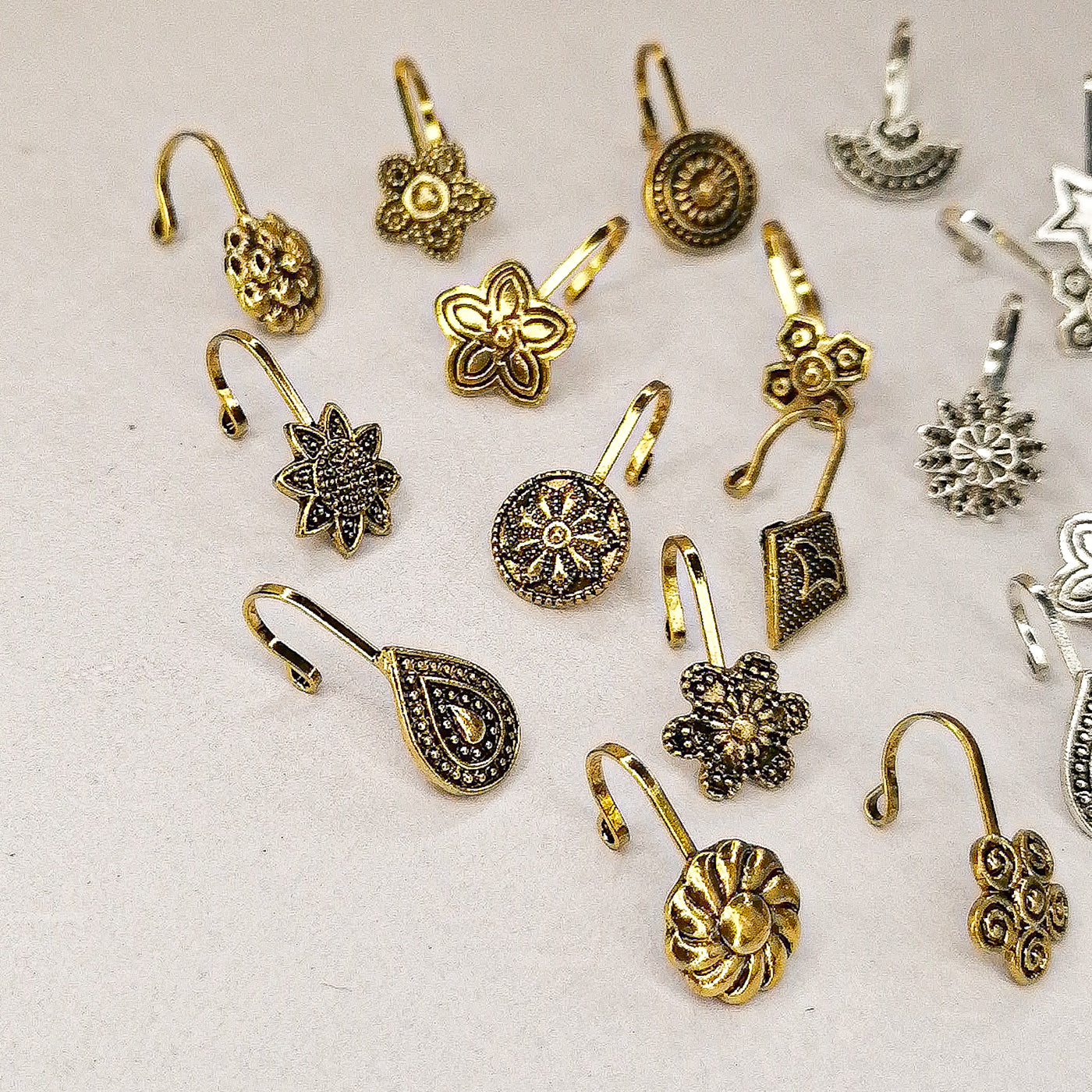 Silver & Golden Oxidized Nose Clips – 12 Elegant Designs