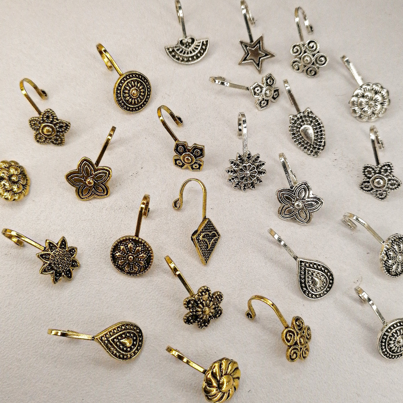 Silver & Golden Oxidized Nose Clips – 12 Elegant Designs