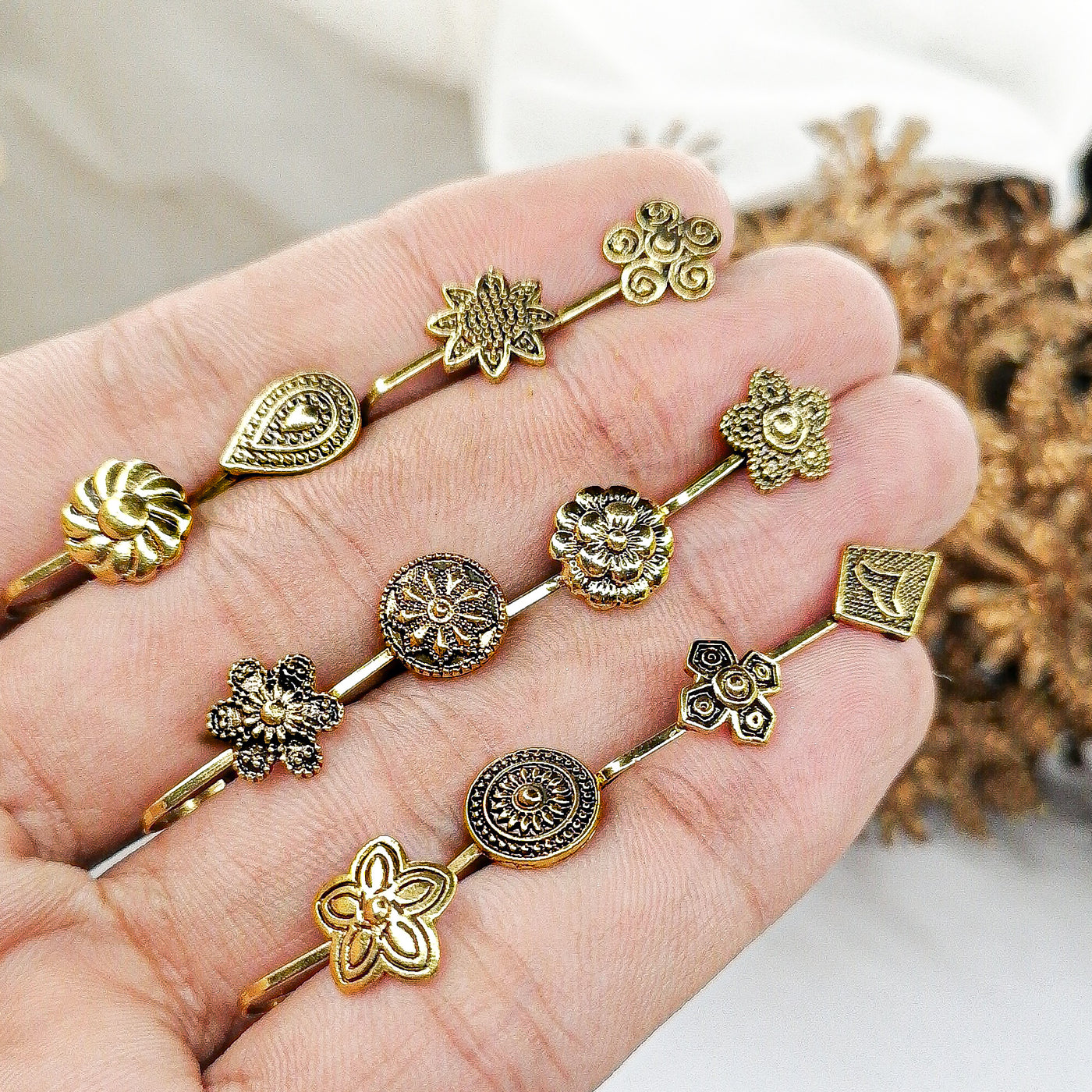 Golden Oxidized Nose Clips – 12 Elegant Designs