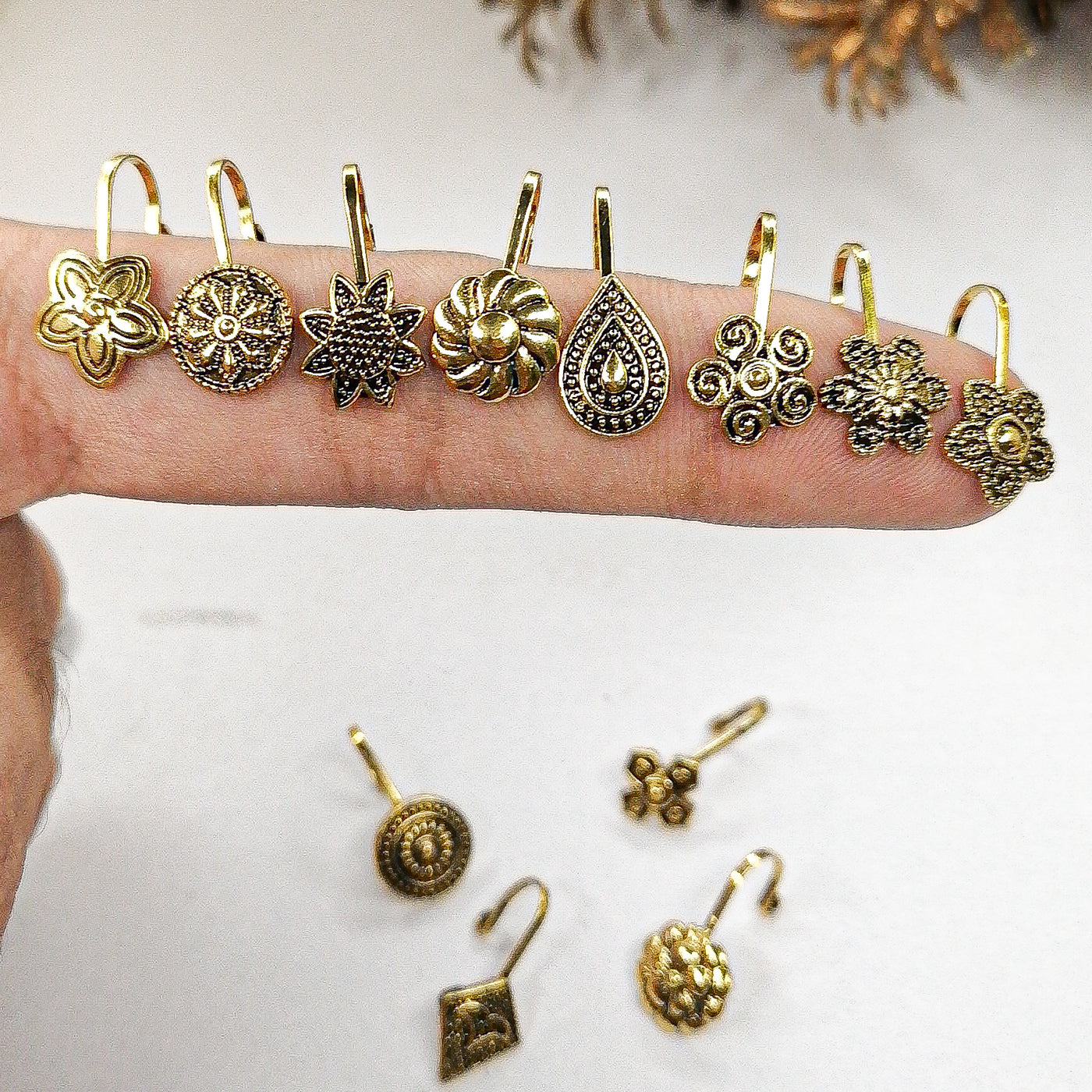 Golden Oxidized Nose Clips – 12 Elegant Designs