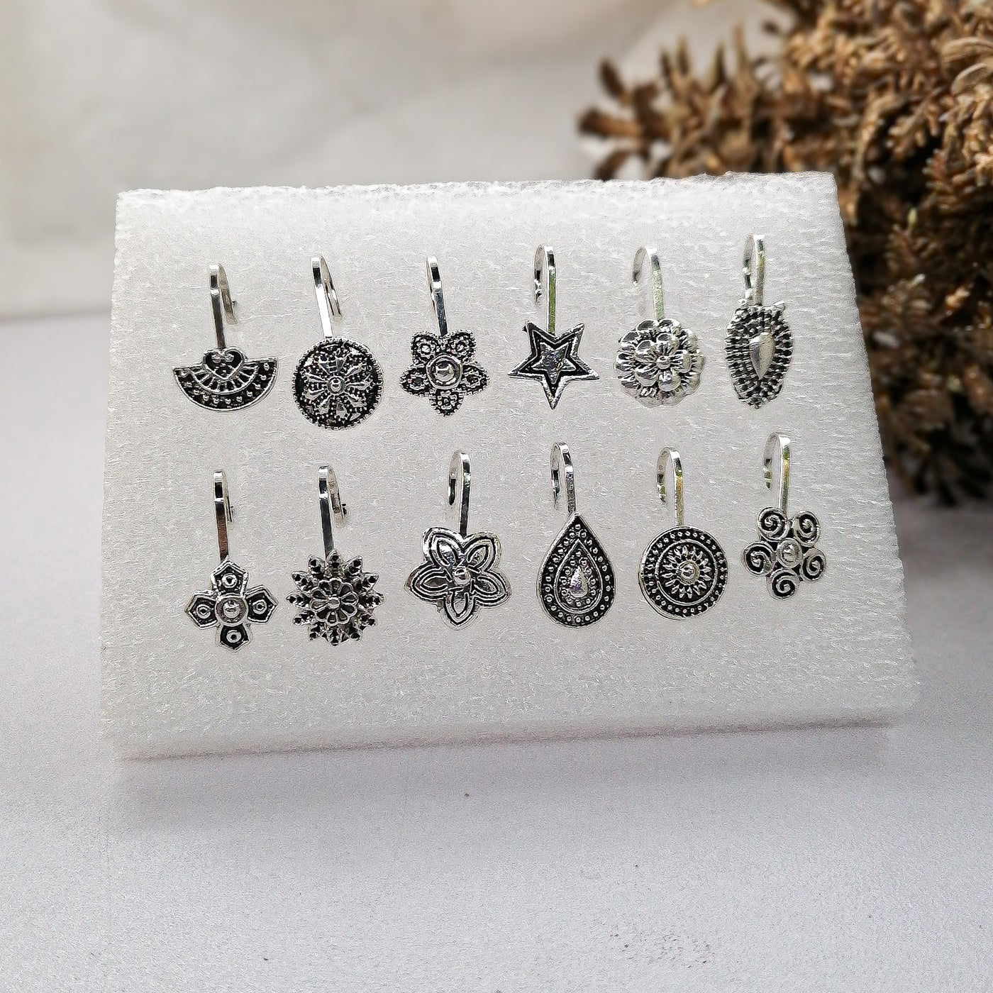 Silver & Golden Oxidized Nose Clips – 12 Elegant Designs