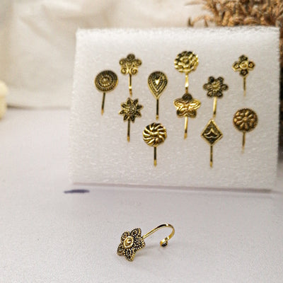 Golden Oxidized Nose Clips – 12 Elegant Designs