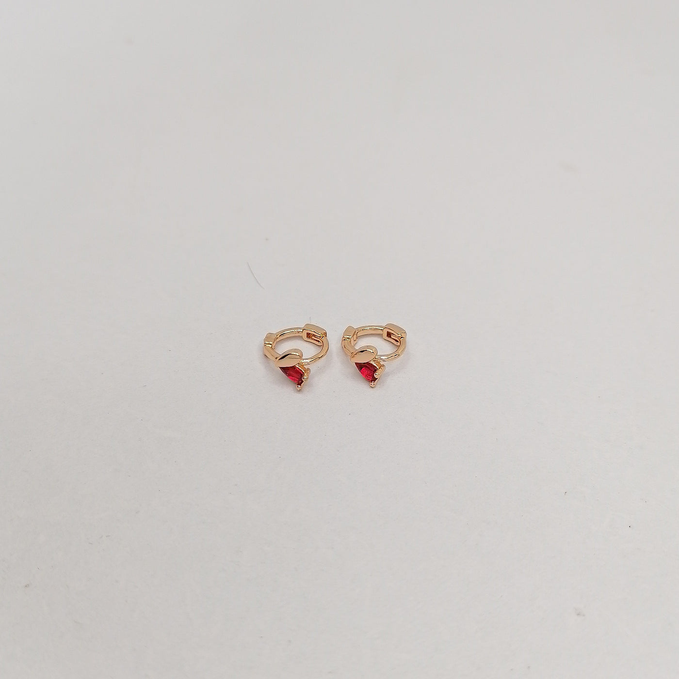 5mm Red Heart Hoop Earrings