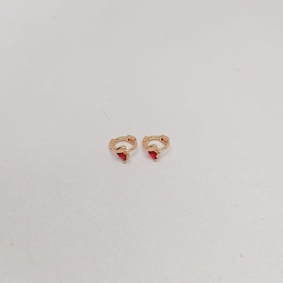 5mm Red Heart Hoop Earrings