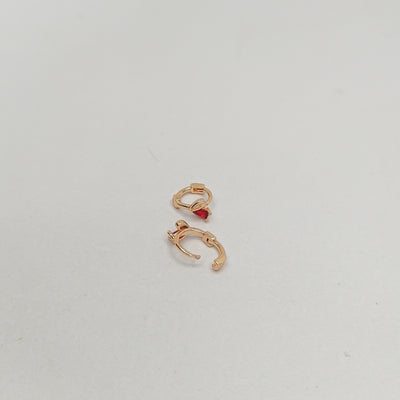 5mm Red Heart Hoop Earrings