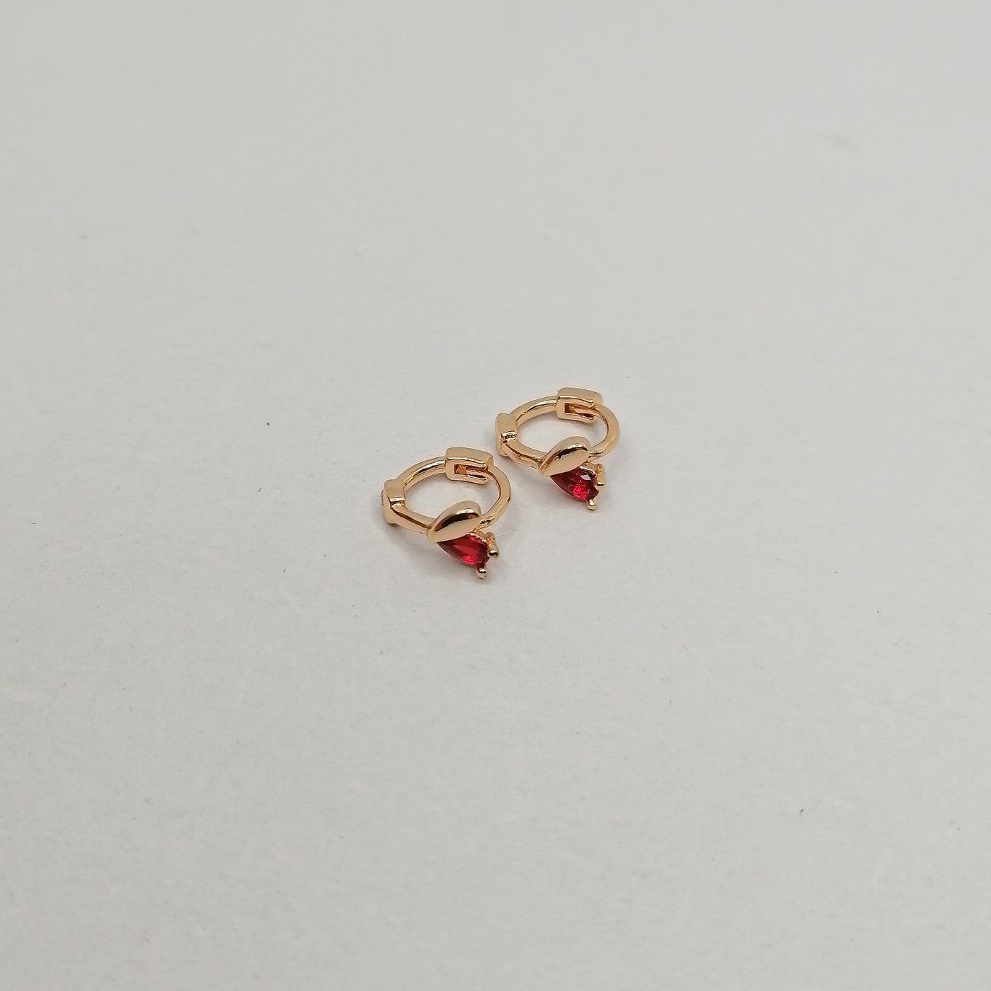 5mm Red Heart Hoop Earrings