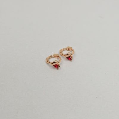 5mm Red Heart Hoop Earrings