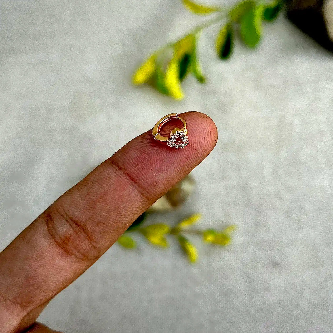 7mm Tiny Heart Stone Hoop Earrings