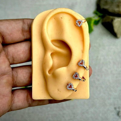 7mm Tiny Heart Stone Hoop Earrings