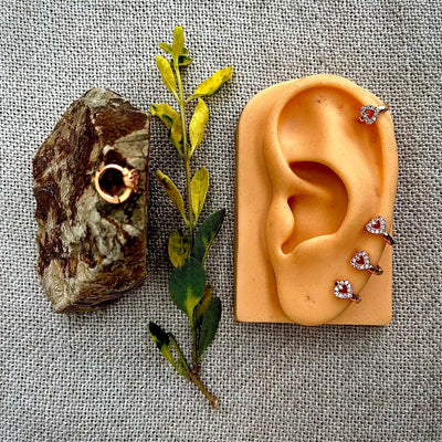 7mm Tiny Heart Stone Hoop Earrings