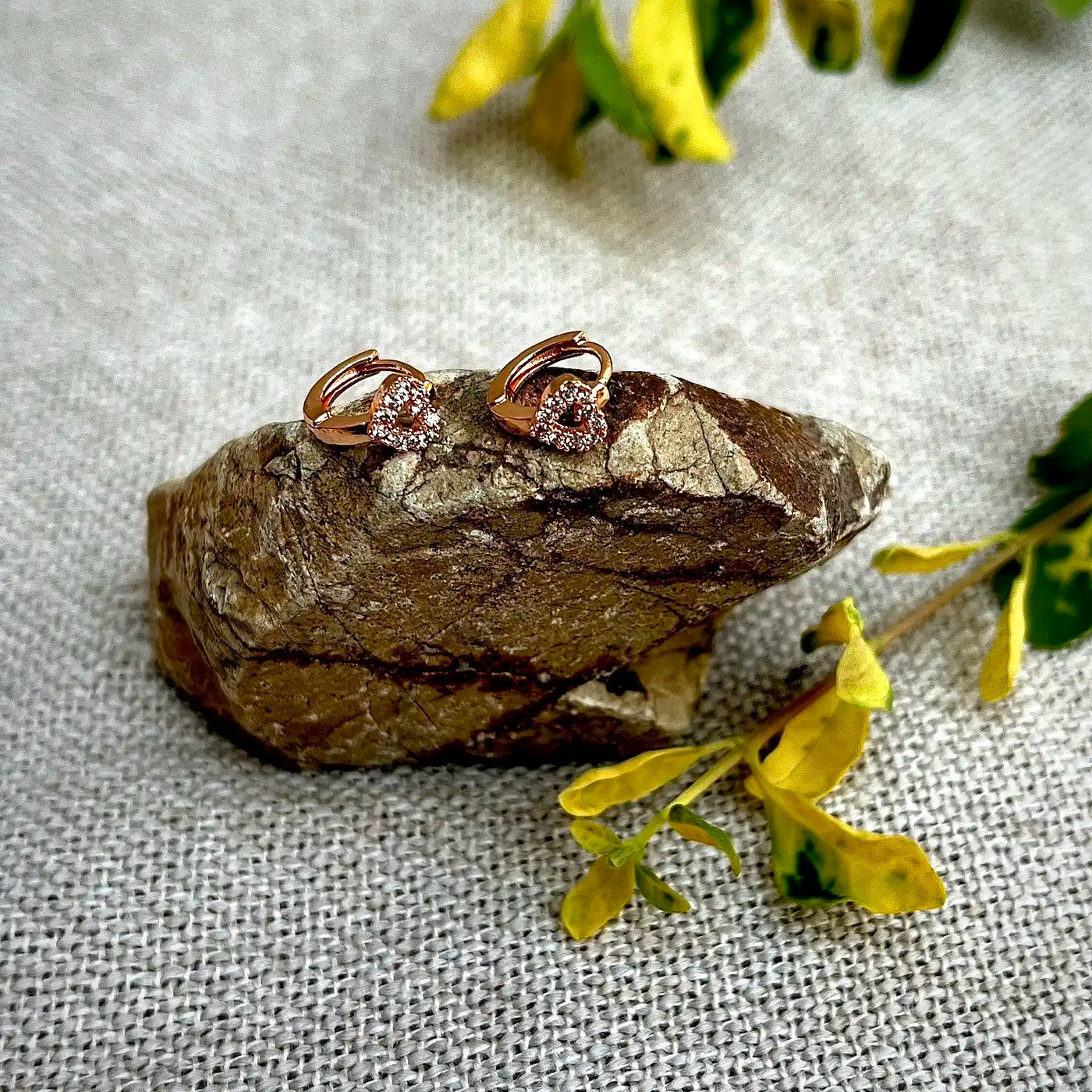 7mm Tiny Heart Stone Hoop Earrings