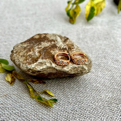 12mm 3Stones Hoop Earrings-Lobe Piercings