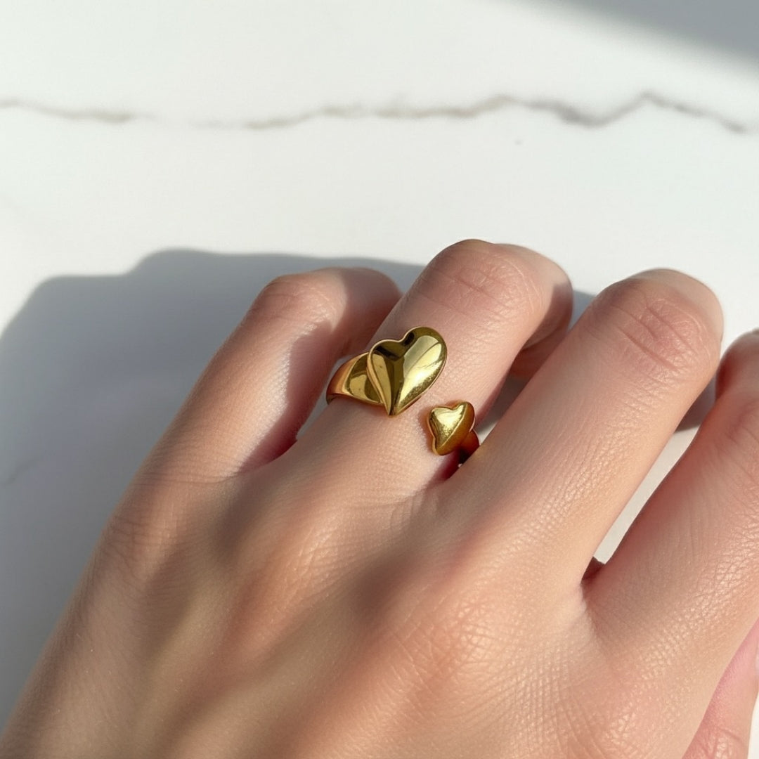 Double Heart Daily Wear Girls Ring – Adjustable
