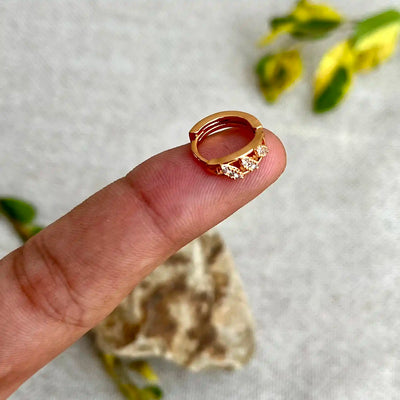 12mm 3Stones Hoop Earrings-Lobe Piercings