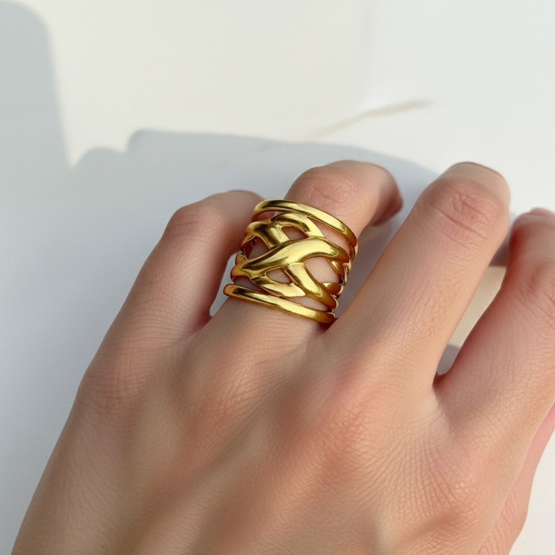 Wave Layered Daily Wear Girls Ring – Adjustable