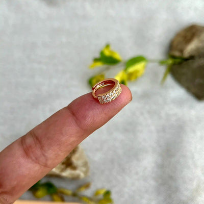 12mm Tiny Stones Hoop Earrings-Lobe Piercings