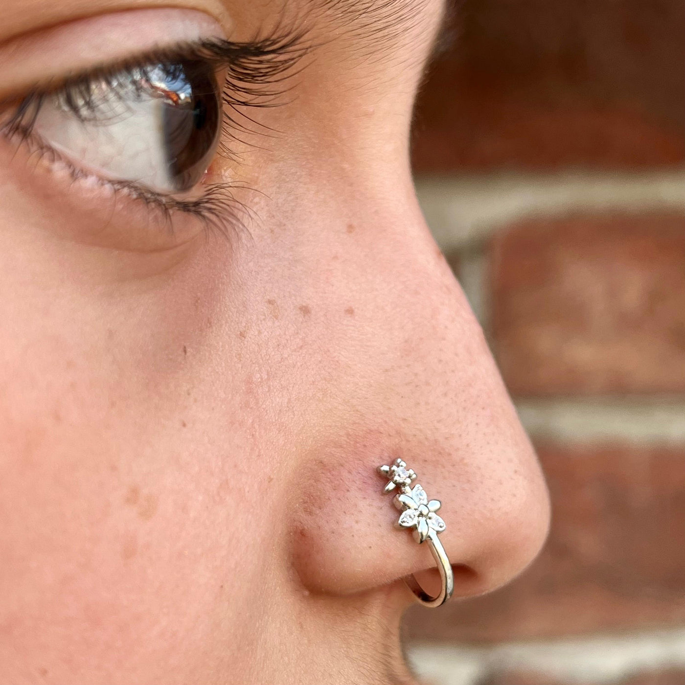 Flowers Silver NoseClip