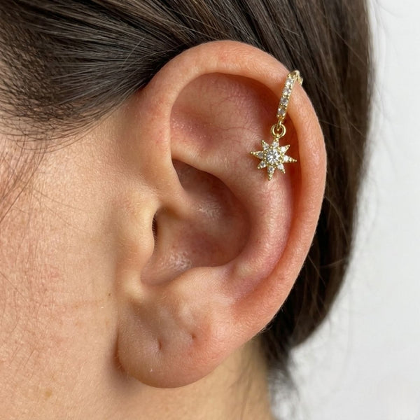 Celestial North Star Helix Hoop Pair - 7mm