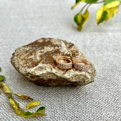 12mm Tiny Stones Hoop Earrings-Lobe Piercings