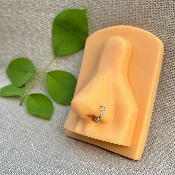 Tiny Stone Silver Hoop/Nose Ring - 10mm Bold Size