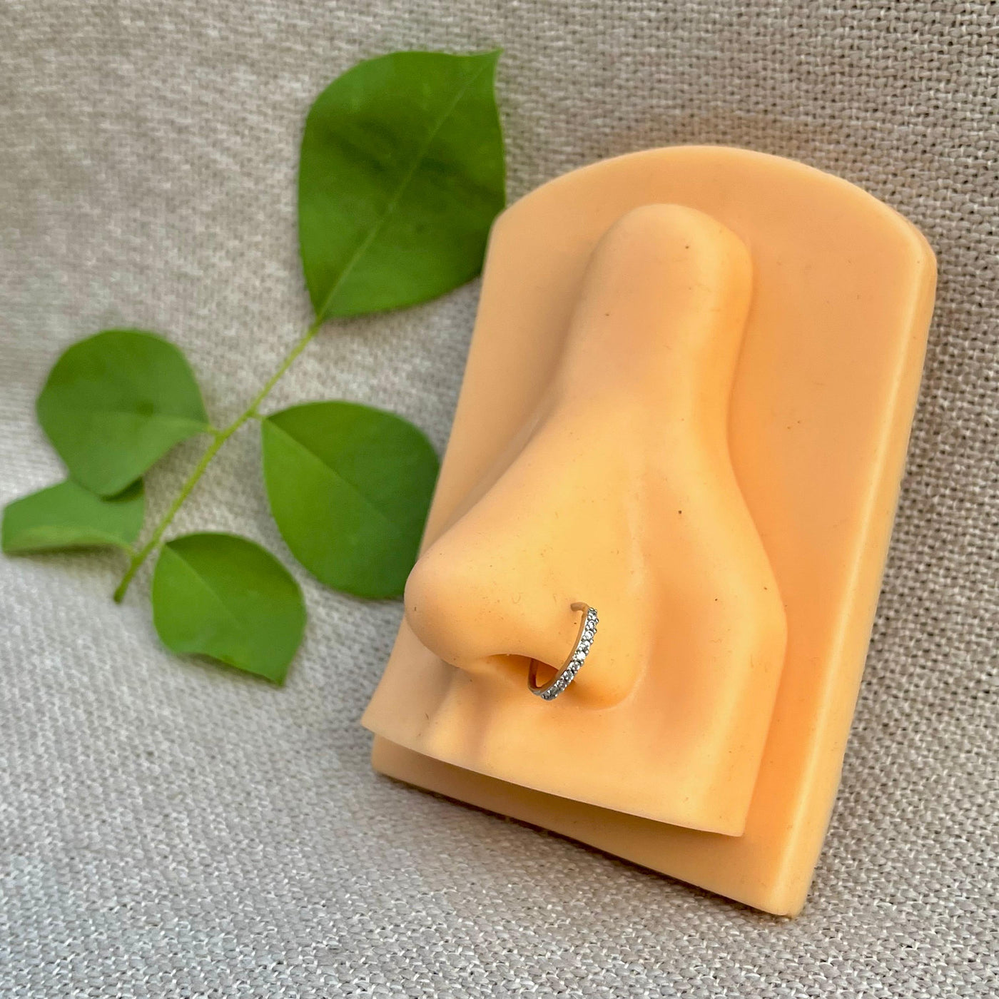 Tiny Stone Silver Nose Ring