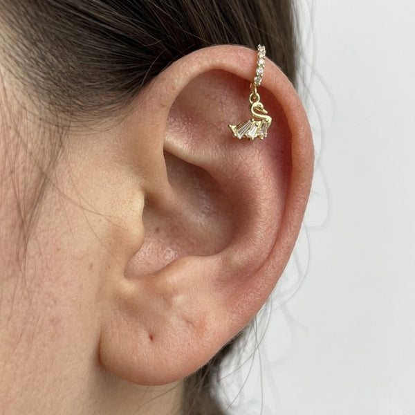 Majestic Swan Crystal Helix Hoop Pair - 7mm