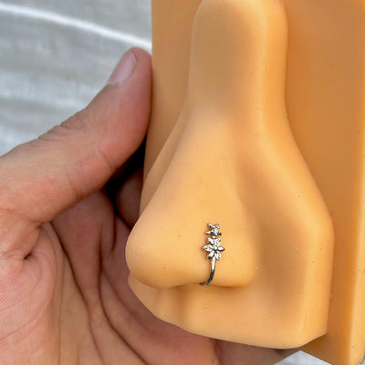 Flowers Silver NoseClip