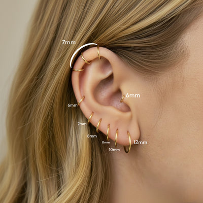 Endless Hoop Earrings Set | Gold Plated (6mm–12mm) Sizes | Pack of 5 & 10 Pairs